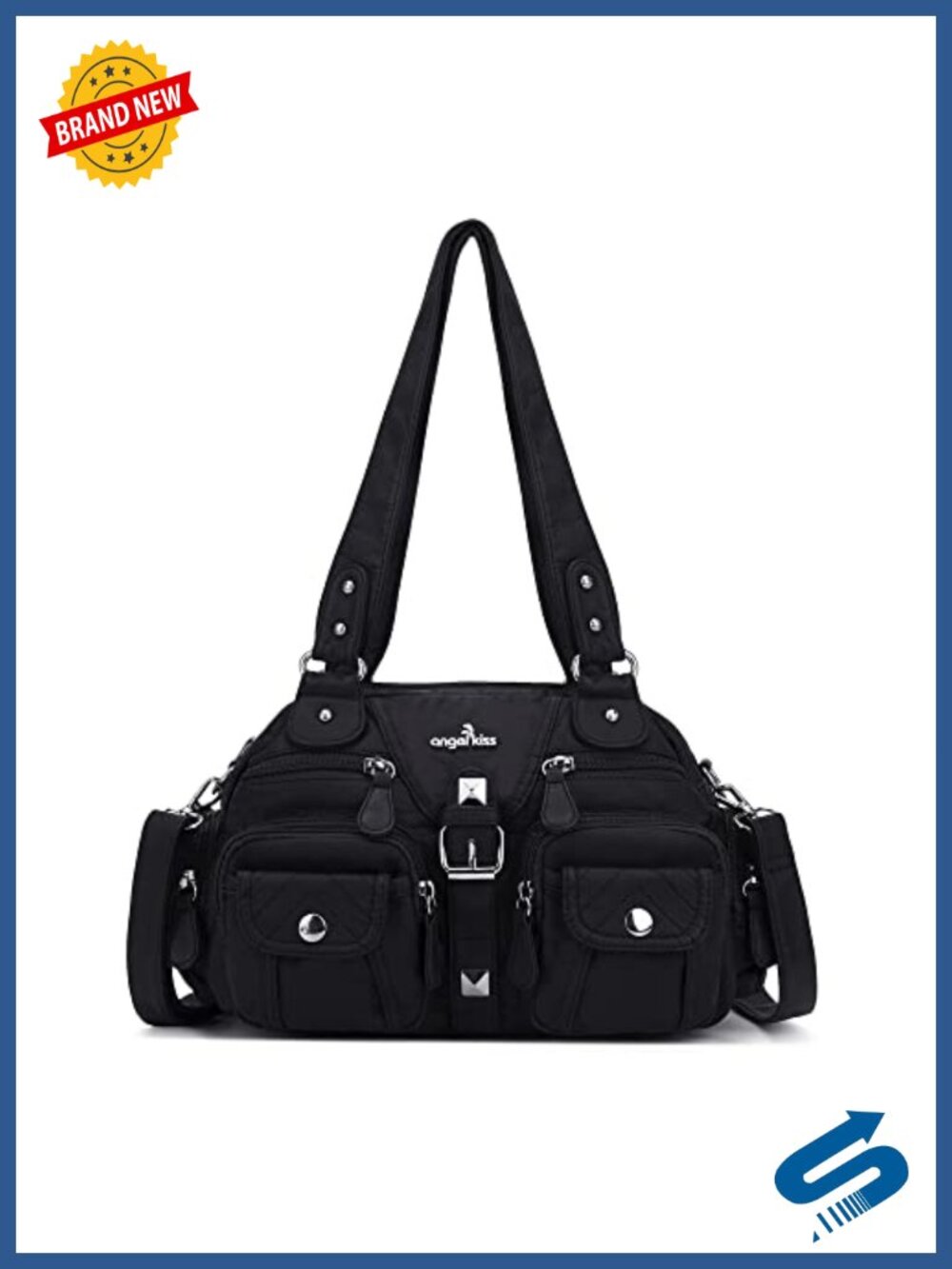 Washed PU Leather Hobo Crossbody Bag Multi-Pocket Vegan Handbag